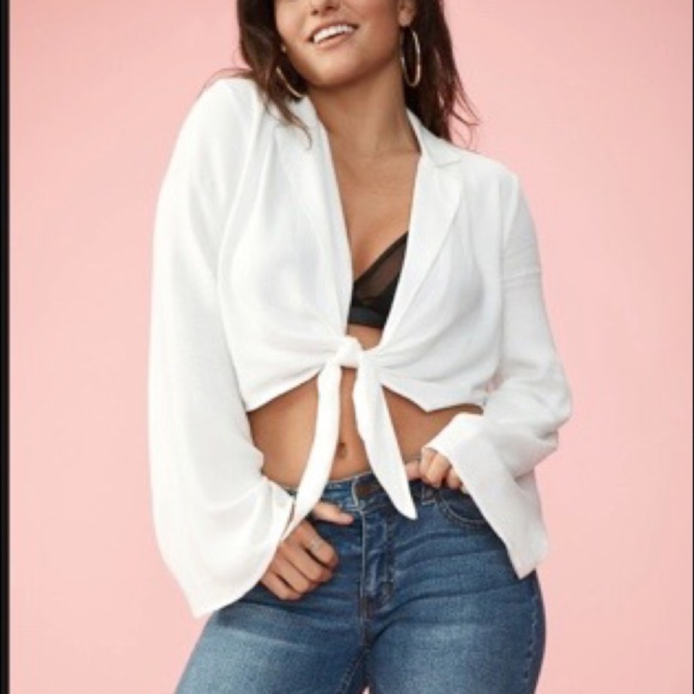 White Bell Sleeve Sheer Top